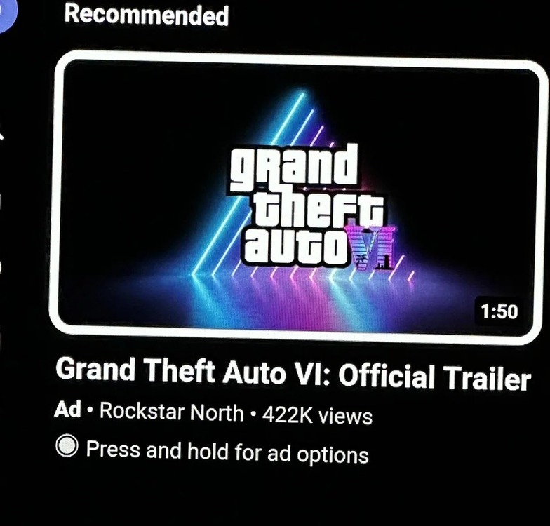 『GTA6』“公式”を名乗るトレイラーがYouTubeに“広告”として出現？現在はチャンネルごと削除