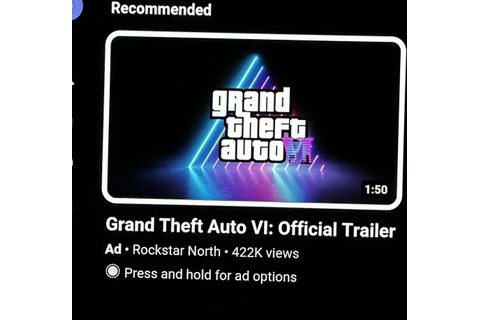 『GTA6』“公式”を名乗るトレイラーがYouTubeに“広告”として出現？現在はチャンネルごと削除 画像